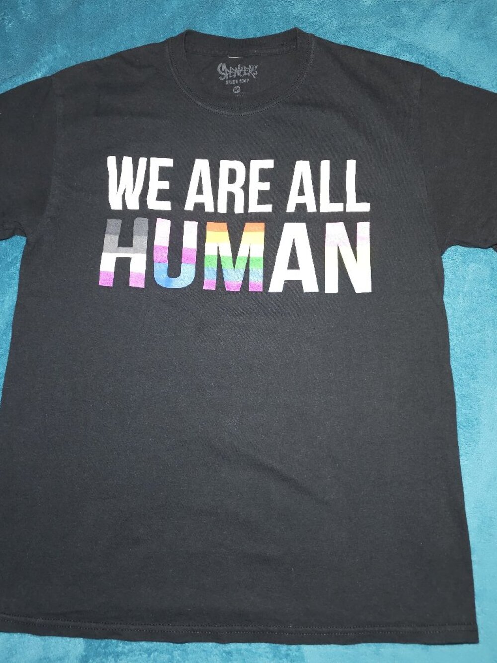 Unisex Spencer's Pride We Are All Human T-Shirt SIZE M Black PRE-OWNED